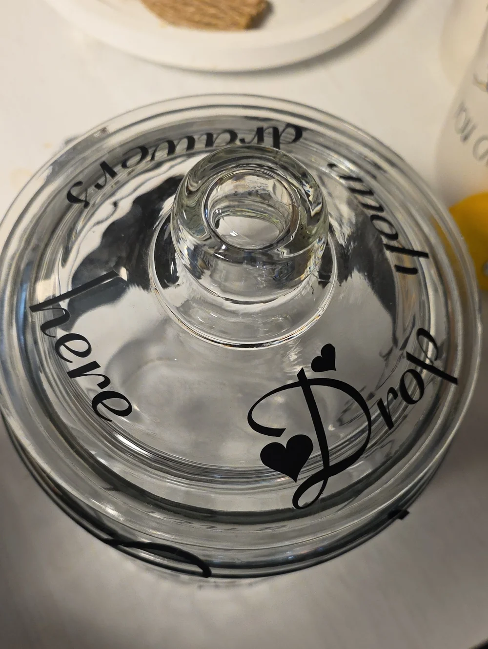 Clear Glass Laundry Jar with Black Script